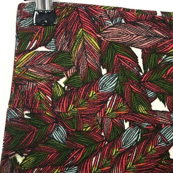 LuLaRoe Cassie Pencil Straight Skirt Pink Green‎ Black Feathers L Large - Picture 4 of 10